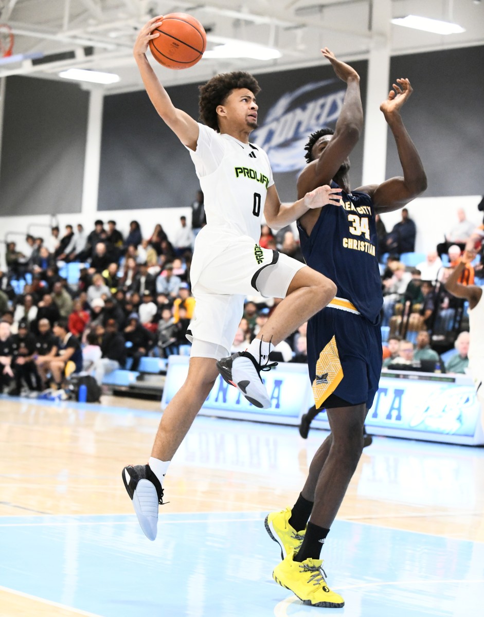 Prolific Prep's Mikey Lewis (0) goes up during a second-half surge. 